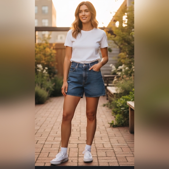 Levi's Pants - Levi's High Waisted Mom Short  Blue Denim Shorts